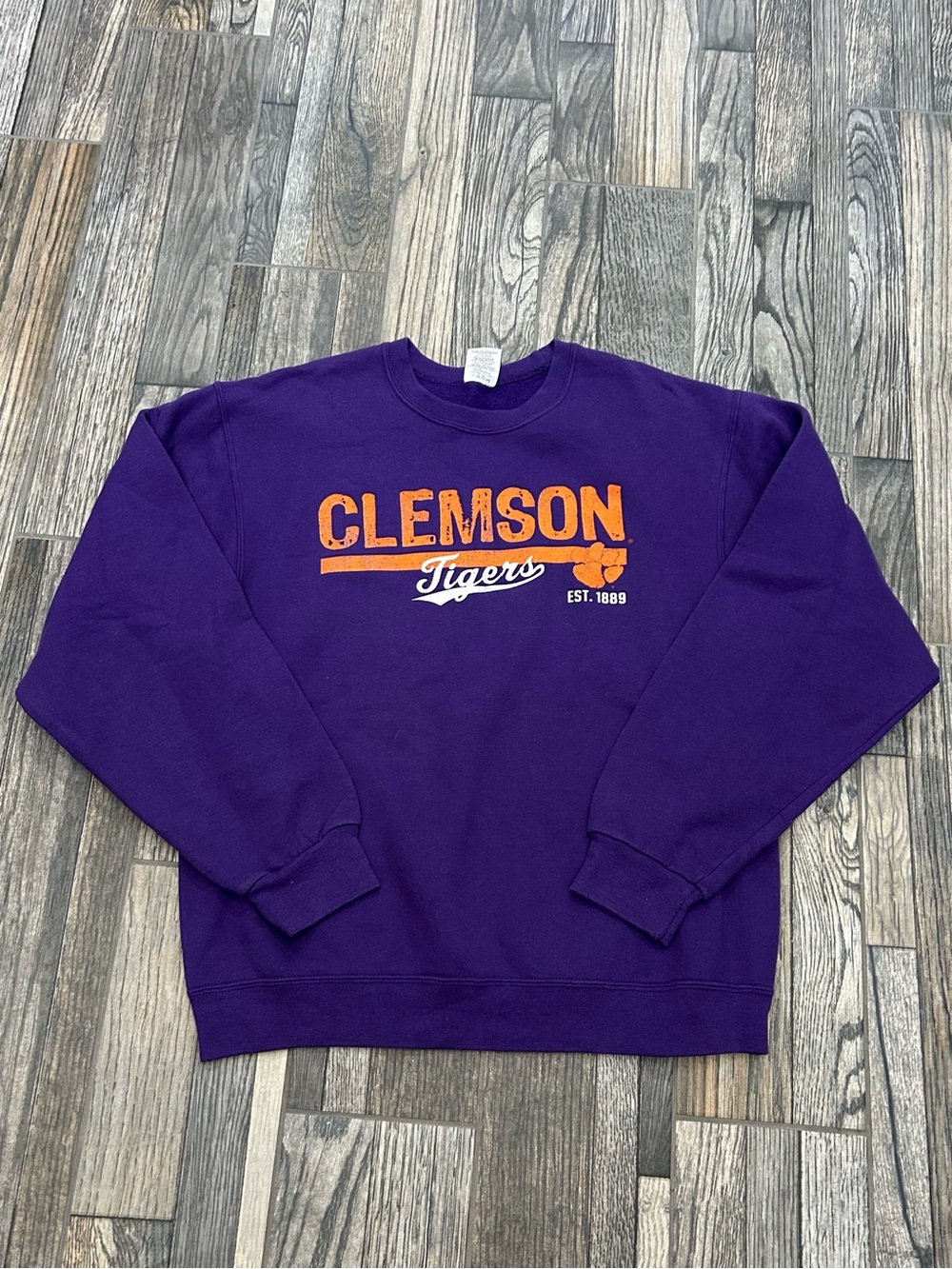 Vintage CLEMSON TIGERS College Crewneck Sweatshirt Spell Out Pullover Men Sz M